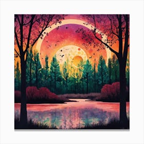 Sunset In The Forest 1 Canvas Print