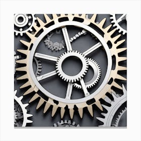 Gears On A Grey Background Canvas Print