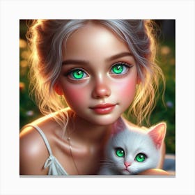 Cute Girl With Green Eyes Canvas Print