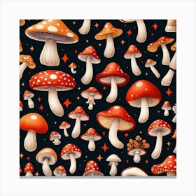 Seamless Pattern With Mushrooms 15 Canvas Print