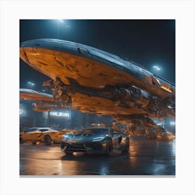 Ufo In Parking Lot 1 Canvas Print