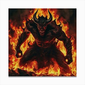 Demon In Flames 3 Canvas Print