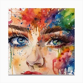 Watercolor Of A Woman'S Face 1 Canvas Print