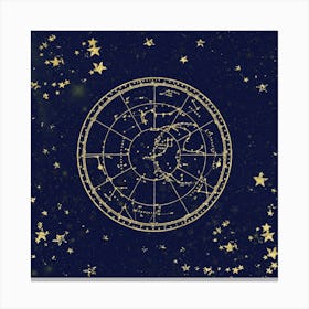 Gold and Navy Star Map Canvas Print