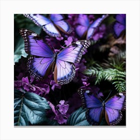 Purple Butterflies In The Garden Canvas Print