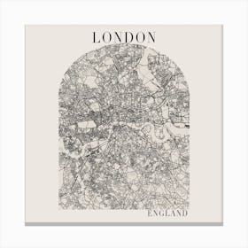 London England Boho Minimal Arch Full Beige Color Street Map Canvas Print