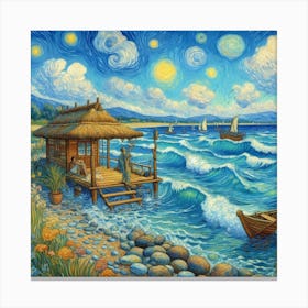 Starry Night At The Beach Canvas Print