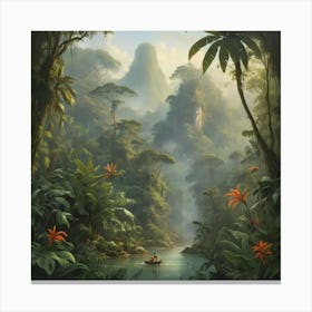 Jungle River paintings art print 6 Canvas Print