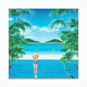 Man In The Pool Canvas Print