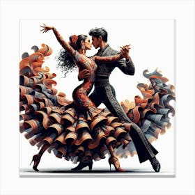 Line Art Flamenco Dancers 1 Canvas Print