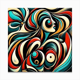 Rich Dynamic Abstract Portrait with Butterfly V Canvas Print