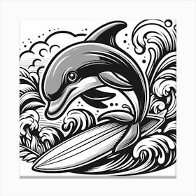 Dolphin Surfboard Canvas Print