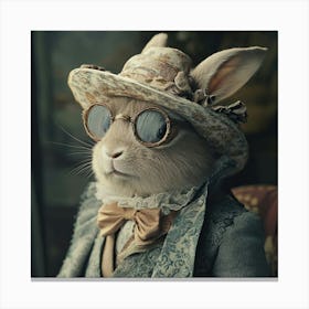 Rabbit In Hat Art Canvas Print