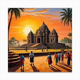 Konark Sun Temple, India Cubism Style Canvas Print