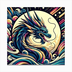 Dragon On The Moon Canvas Print