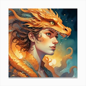 Girl With A Dragon Canvas Print