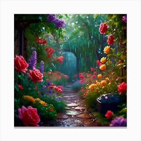 Rainy Day In The Garden Canvas Print