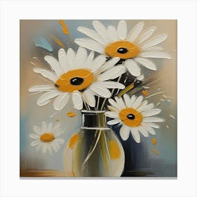 Daisies In A Vase Abstract 3 Canvas Print