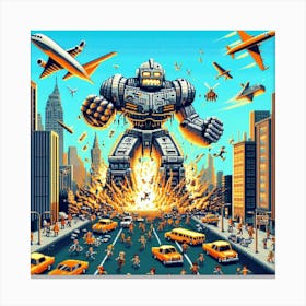 8-bit giant robot rampage 3 Canvas Print