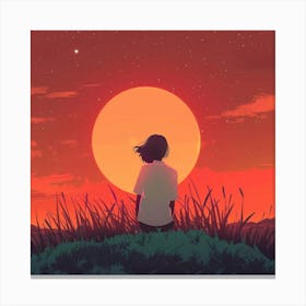 Lonely Girl Lofi Illustration 1 Canvas Print