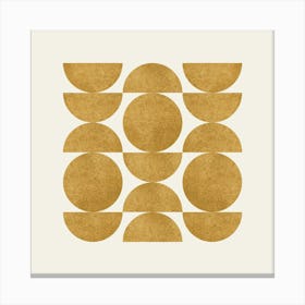 Scandinavian Pattern Half-moon Circle Abstract Minimalist - Gold Yellow 2 Canvas Print