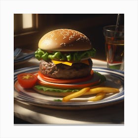 Hamburger On A Plate 93 Canvas Print