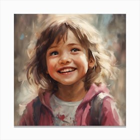  An Artistic Painting Of A Little Girl Smiling Up C  Canvas Print