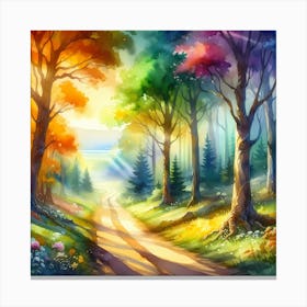 Colorful Path In The Forest Canvas Print