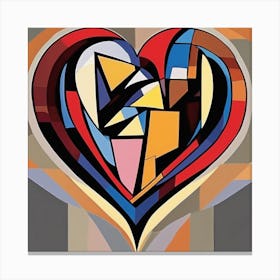 Heart Within Heart Cubism Style Canvas Print