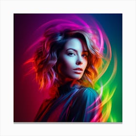 Woman With Colorful Hair Canvas Print