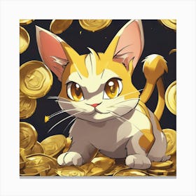 Cat With Gold Coins Canvas Print