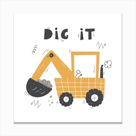 Cute Funny Digger  Canvas Print