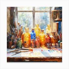 Jars Of Paint Canvas Print