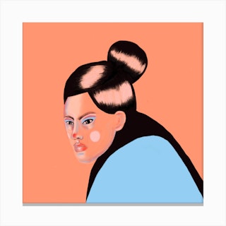 Asian Girl Square Canvas Print