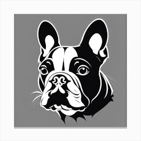 French Bulldog, Black and white illustration, Dog drawing, Dog art, Animal illustration, Pet portrait, Realistic dog art Canvas Print