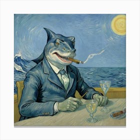 Crazy Shark At The Bar Canvas Print