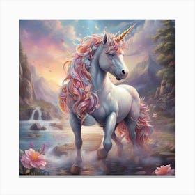 Unicorn In The Water Canvas Print