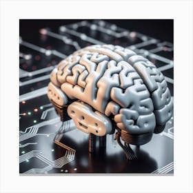 Artificial Brain On Circuit Board Canvas Print