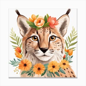Floral Baby Lynx Nursery Illustration (13) Canvas Print