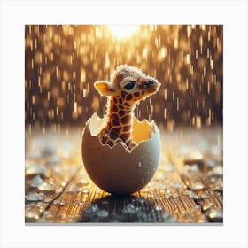 Baby Giraffe In The Rain Canvas Print