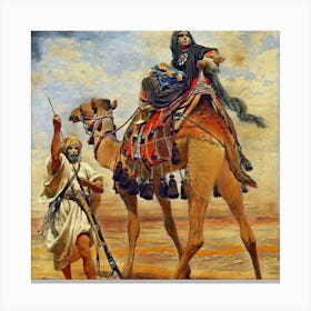 Camel And A Woman Canvas Print