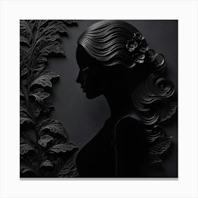 A Female Silhouette Rendered In Black Tones Against A Dark Canvas Print