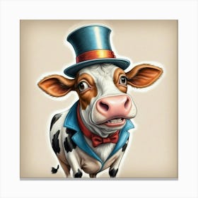 Cow In A Top Hat Canvas Print