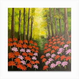 Poinsettias In The Forest Canvas Print