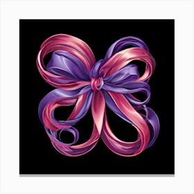 Purple Ribbon Bow Canvas Print