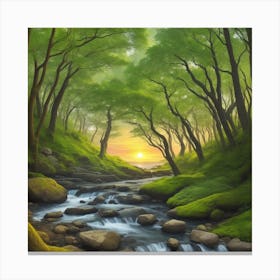 Sunset In The Forest Canvas Print