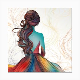 Woman In A Colorful Dress Canvas Print