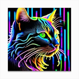 Neon Cat Canvas Print