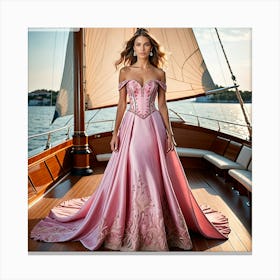 Bride On A Boat Canvas Print