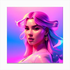 Asian Woman With Pink Hair Canvas Print